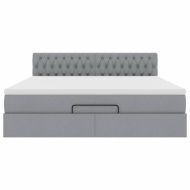 Османска легло с матрак и LED, светлосиво, 180x200 см, плат