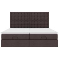 Османска легло с матрак и LED, тъмнокафяво, 200x200 см, плат