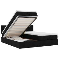 Османска легло с матрак и LED, черно, 200x200 см, плат