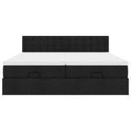 Османска легло с матрак и LED, черно, 200x200 см, плат