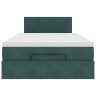 Османска легло с матрак и LED, тъмнозелено, 120x200 см, кадифе