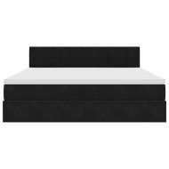 Османска легло с матрак и LED, черно, 180x200 см, кадифе