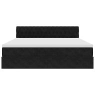 Османска легло с матрак и LED, черно, 160x200 см, кадифе