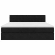 Османска легло с матрак и LED, черно, 160x200 см, кадифе