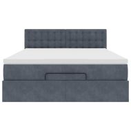 Османска легло с матрак и LED, тъмносиво, 140x200 см, кадифе