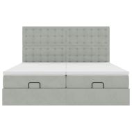 Османска легло с матраци и LED, светлосиво, 180x200 см, кадифе