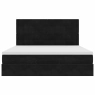 Османска легло с матраци и LED, черно, 180x200 см, кадифе