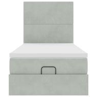 Османска легло с матраци и LED, светлосиво, 90x200 см, кадифе