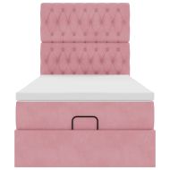 Османска легло с матраци и LED, розово, 90x200 см, кадифе