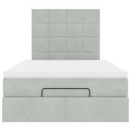 Османска легло с матраци и LED, светлосиво, 120x200 см, кадифе