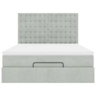 Османска легло с матраци и LED, светлосиво, 140x200 см, кадифе