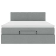 Османско легло с матрак & Светодиоди Светло сиво 140x190cm Плат