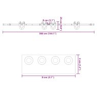 Комплект механизъм за плъзгаща врата, 366 см, стомана, черен