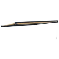 Прибираща се тента жълто и бяло 4,5x3 м плат и алуминий