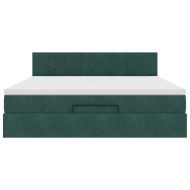 Османска легло с матрак и LED, тъмнозелено, 180x200 см, кадифе