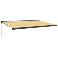 Прибираща се тента жълто и бяло 5x3 м плат и алуминий