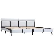 Рамка за легло с LED, бяла, изкуствена кожа, 180x200 cм