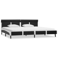 Рамка за легло с LED, сива, изкуствена кожа, 180x200 cм