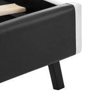 Рамка за легло с LED, сива, изкуствена кожа, 180x200 cм