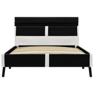 Рамка за легло с LED, черна, изкуствена кожа, 90x200 cм