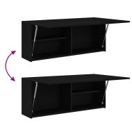 Стенен шкаф за баня, черни, 100x25x40 см, инженерно дърво