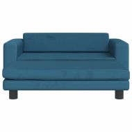 Детски диван с табуретка за крака, син, 100x50x30 см, кадифе