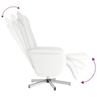 Масажен реклайнер стол с опора за крака, бял, изкуствена кожа
