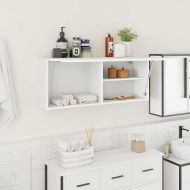 Стенен шкаф за баня, бял, 100x25x40 см, инженерно дърво