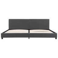 Рамка за легло, сива, изкуствена кожа, 180x200 cм