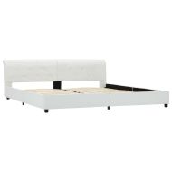 Рамка за легло, бяла, изкуствена кожа, 180x200 cм