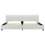 Рамка за легло, бяла, изкуствена кожа, 180x200 cм