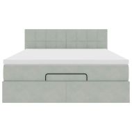 Османско легло с матрак Светло сиво 140x200cm кадифе