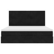 Османска легло с матраци и LED, черно, 160x200 см, кадифе