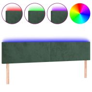 LED горна табла за легло, тъмнозелена, 200x5x78/88 см, кадифе