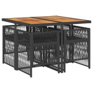 Градински трапезен комплект възглавници 5 части черен полиратан