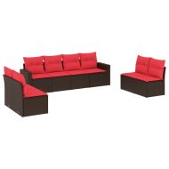 Градински комплект с възглавници, 8 части, кафяв, полиратан