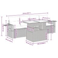 Градински комплект с възглавници, 5 части, сив полиратан