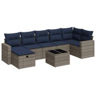 Градински комплект диван с възглавници 8 части сив полиратан