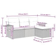 Градински комплект с възглавници, 4 части, кафяв, полиратан