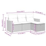 Градински диван с възглавници от 4 части сив полиратан