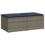 Градински диван с възглавници, 2 части, сив полиратан, акация