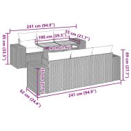Градински диван с възглавници, 7 части, полиратан, сив