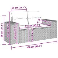 Градински диван с възглавници, двуместен, кафяв, полиратан