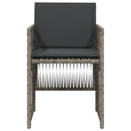 Градински столове с възглавници, 4 бр, сиви, полиратан