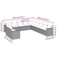 Градински комплект диван с възглавници 11 части кафяв полиратан