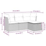 Градински комплект с възглавници, 4 части, кафяв, полиратан