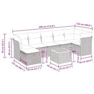 Градински комплект диван с възглавници 8 части сив полиратан