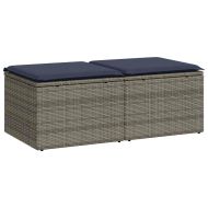 Градински диван с възглавници, 2 части, сив полиратан, акация