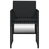 Градински столове с възглавници, 4 бр, черен, полиратан