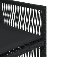 Градински столове с възглавници, 4 бр, черен, полиратан